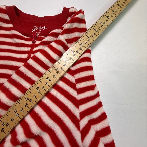 Nick & Nora Sock Monkey Adult Footie One-Piece Pajama Red White Stripe Size S - Picture 7 of 12